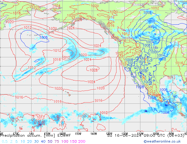 Precipitation accum. ECMWF Su 16.06.2024 09 UTC