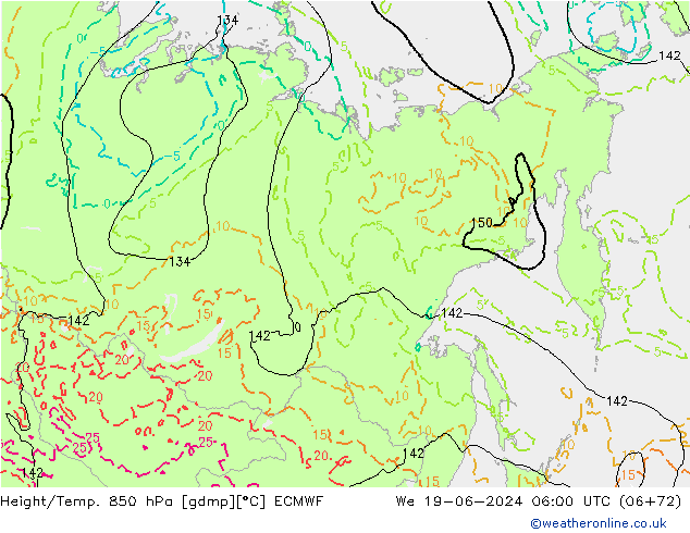 Z500/Rain (+SLP)/Z850 ECMWF śro. 19.06.2024 06 UTC