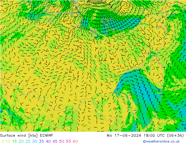 Wind 10 m ECMWF ma 17.06.2024 18 UTC