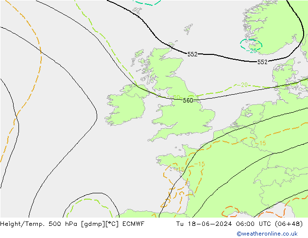 Z500/Rain (+SLP)/Z850 ECMWF  18.06.2024 06 UTC