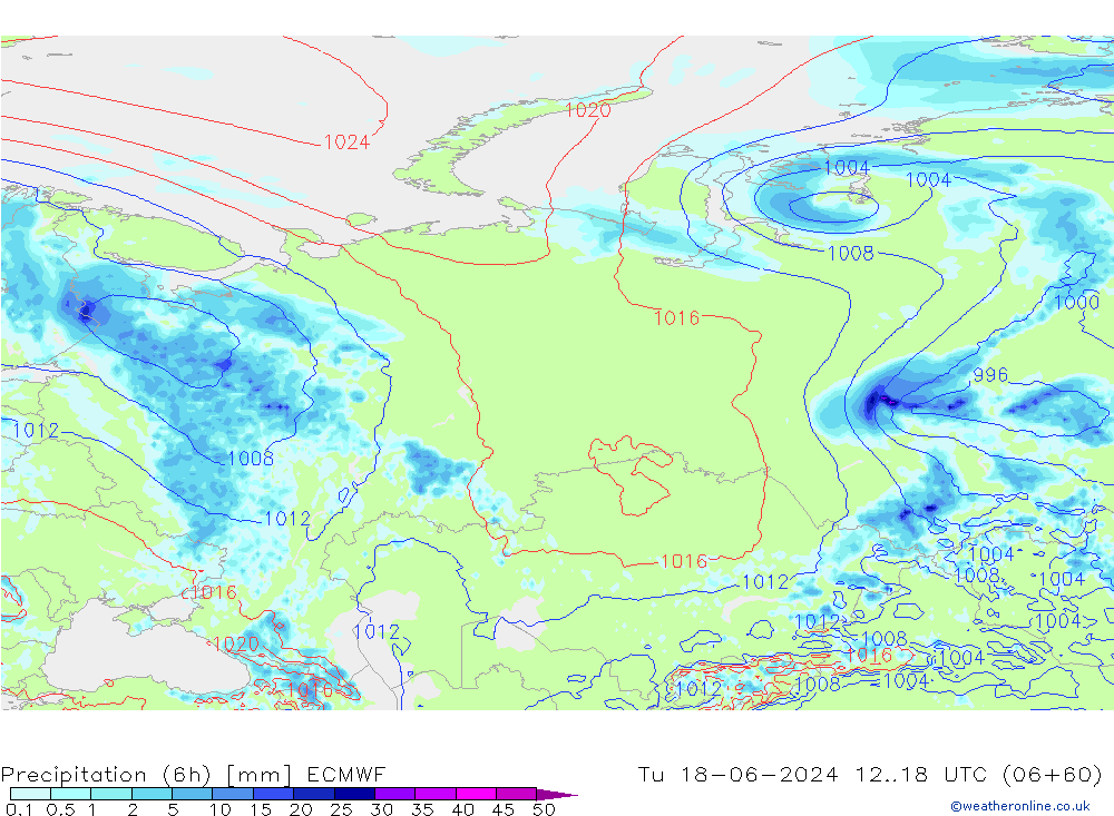 Z500/Rain (+SLP)/Z850 ECMWF Tu 18.06.2024 18 UTC
