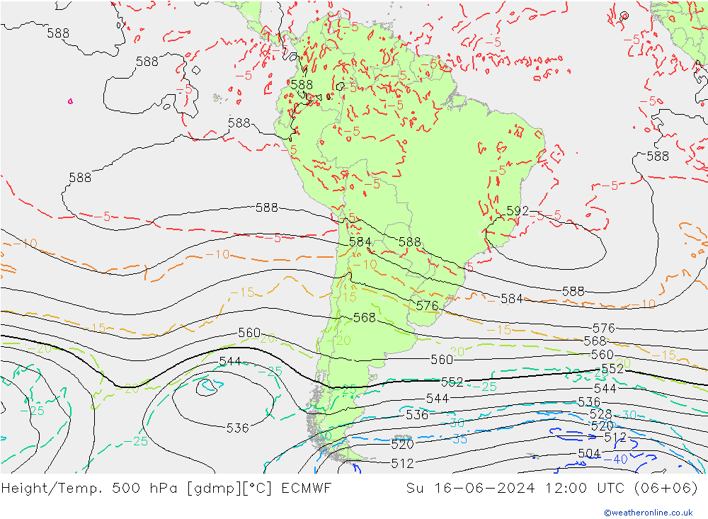 Z500/Rain (+SLP)/Z850 ECMWF dom 16.06.2024 12 UTC