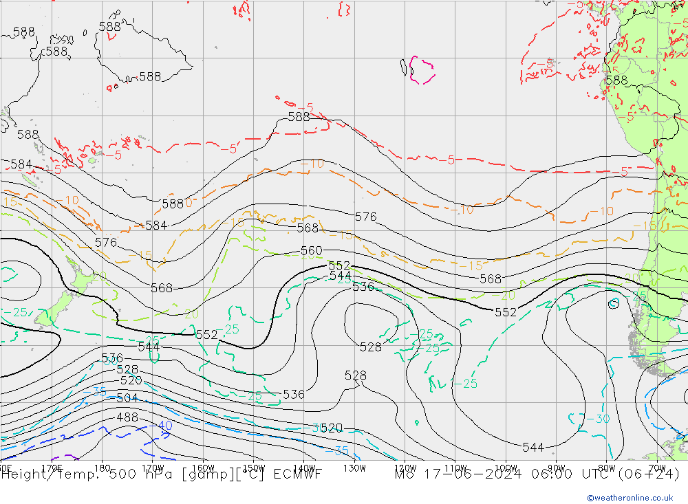 Hoogte/Temp. 500 hPa ECMWF ma 17.06.2024 06 UTC