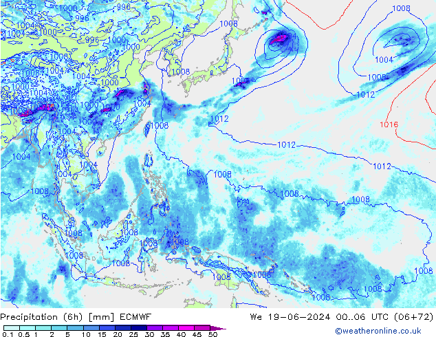Z500/Regen(+SLP)/Z850 ECMWF wo 19.06.2024 06 UTC
