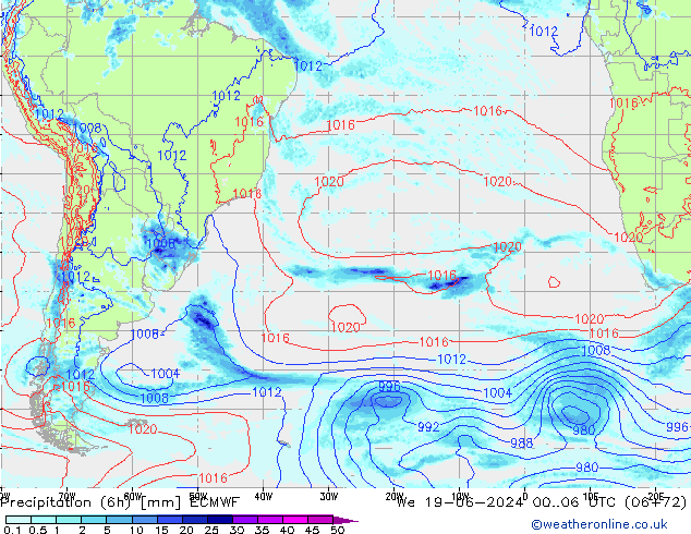 Yağış (6h) ECMWF Çar 19.06.2024 06 UTC
