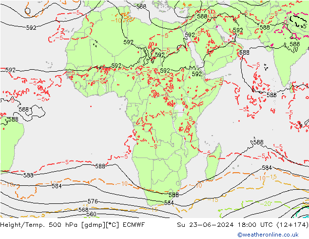 Z500/Rain (+SLP)/Z850 ECMWF Вс 23.06.2024 18 UTC