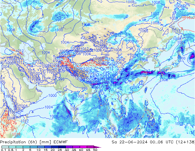 Z500/Rain (+SLP)/Z850 ECMWF Sa 22.06.2024 06 UTC