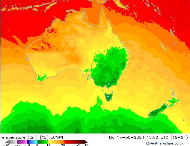 température (2m) ECMWF lun 17.06.2024 12 UTC