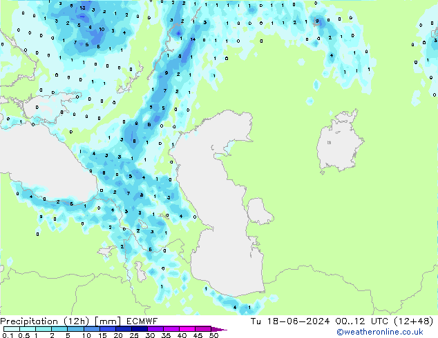 Precipitación (12h) ECMWF mar 18.06.2024 12 UTC