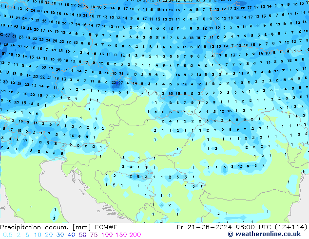 Precipitation accum. ECMWF Sex 21.06.2024 06 UTC