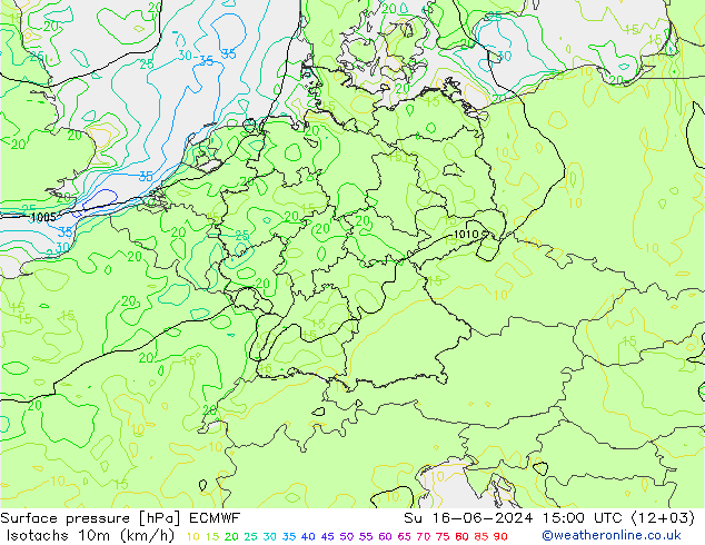 Isotachs (kph) ECMWF dim 16.06.2024 15 UTC