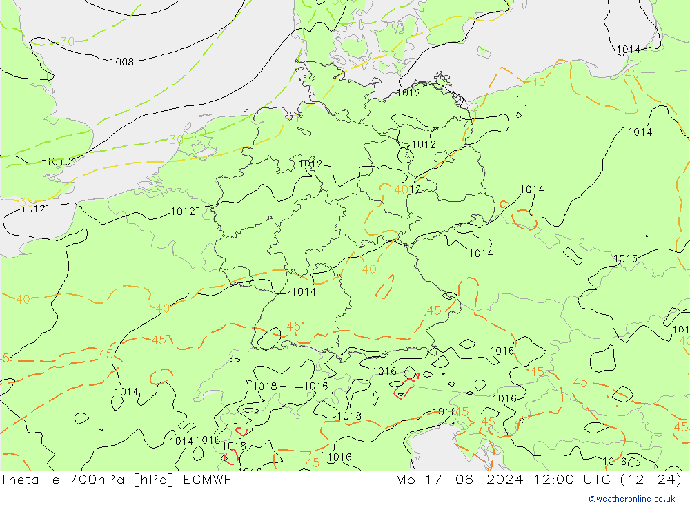 Theta-e 700hPa ECMWF Seg 17.06.2024 12 UTC