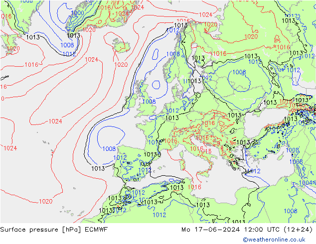 pression de l'air ECMWF lun 17.06.2024 12 UTC