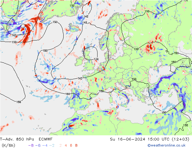 T-Adv. 850 hPa ECMWF  16.06.2024 15 UTC