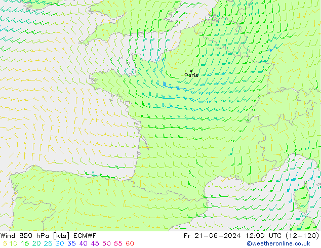 Wind 850 hPa ECMWF Fr 21.06.2024 12 UTC