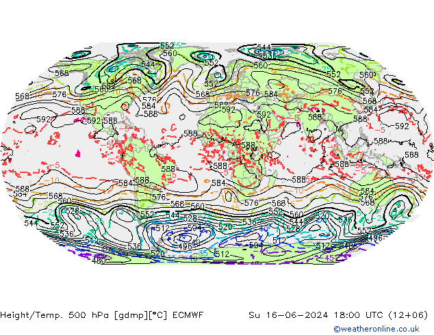 Z500/Rain (+SLP)/Z850 ECMWF nie. 16.06.2024 18 UTC