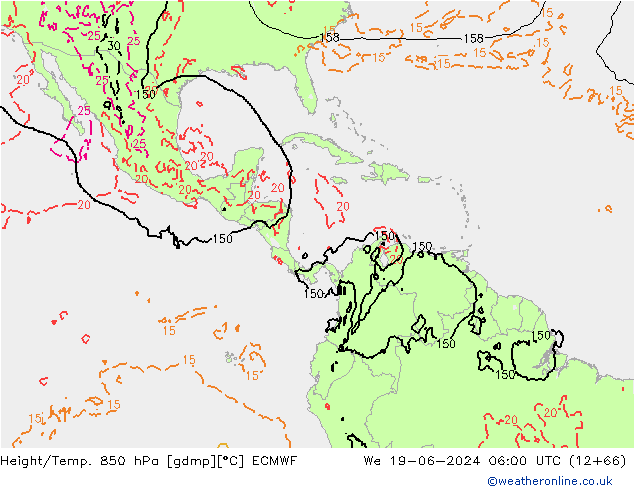 Z500/Rain (+SLP)/Z850 ECMWF We 19.06.2024 06 UTC