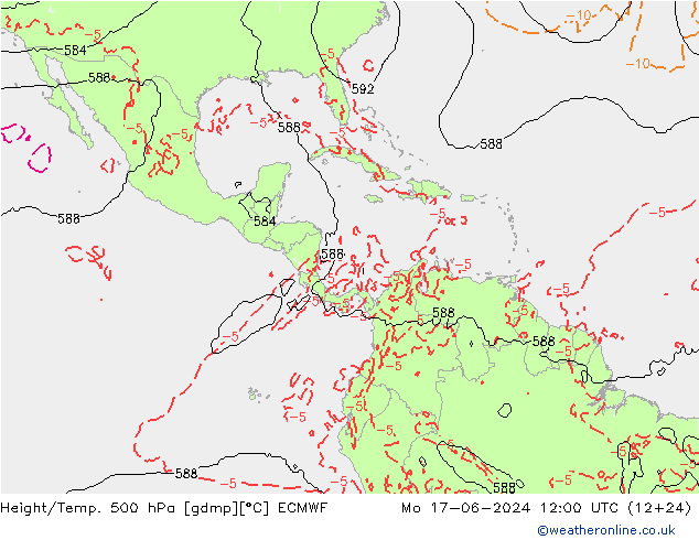 Height/Temp. 500 hPa ECMWF Mo 17.06.2024 12 UTC