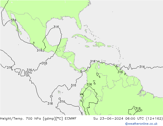 Height/Temp. 700 hPa ECMWF Su 23.06.2024 06 UTC