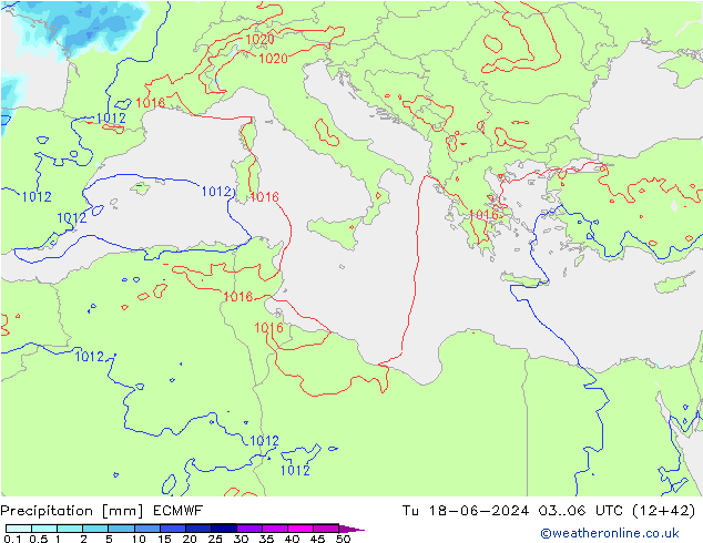 осадки ECMWF вт 18.06.2024 06 UTC
