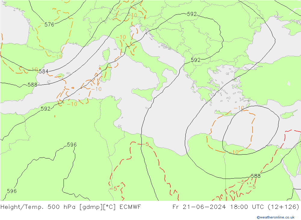 Z500/Rain (+SLP)/Z850 ECMWF vie 21.06.2024 18 UTC