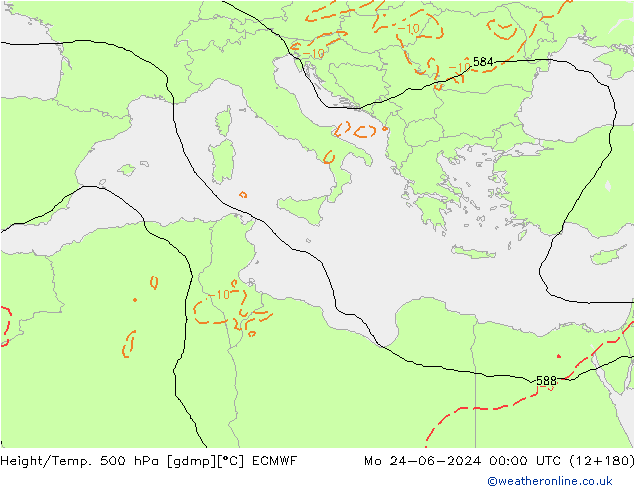 Z500/Regen(+SLP)/Z850 ECMWF ma 24.06.2024 00 UTC