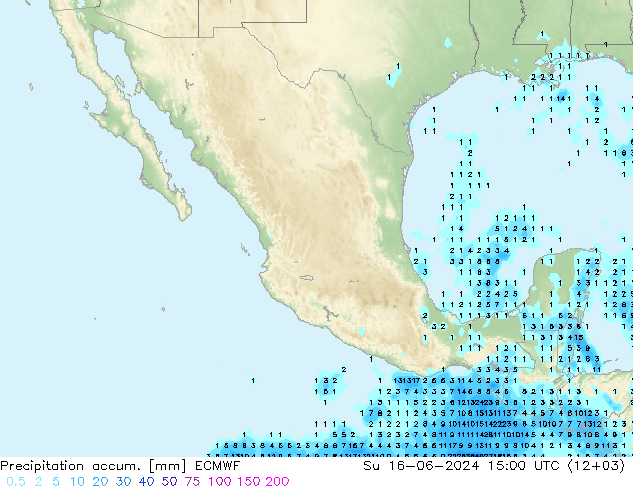 Precipitation accum. ECMWF nie. 16.06.2024 15 UTC