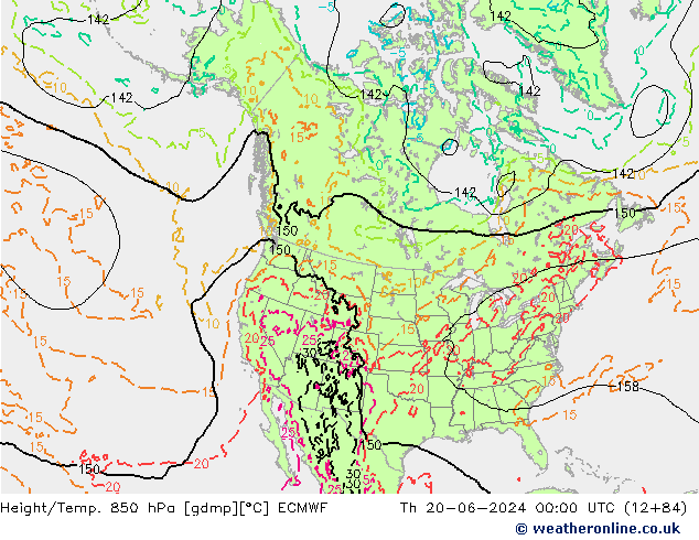 Z500/Rain (+SLP)/Z850 ECMWF чт 20.06.2024 00 UTC