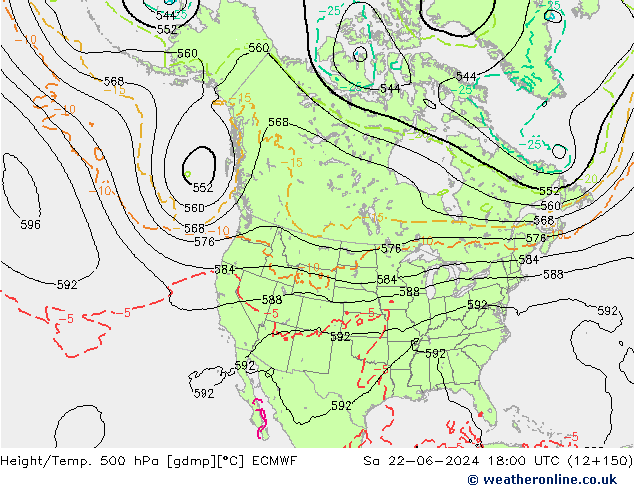 Z500/Rain (+SLP)/Z850 ECMWF Sáb 22.06.2024 18 UTC
