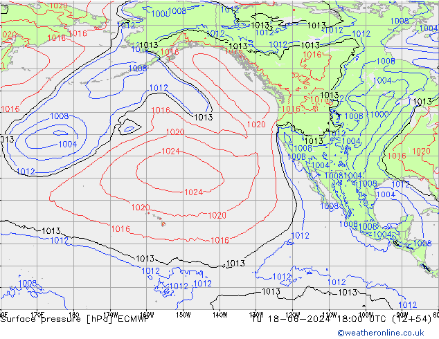 Surface pressure ECMWF Tu 18.06.2024 18 UTC