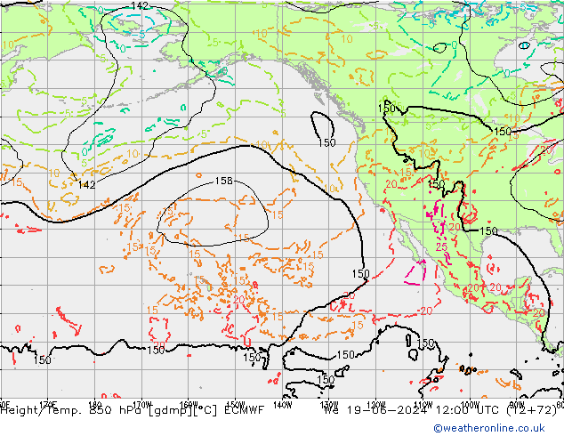 Z500/Rain (+SLP)/Z850 ECMWF mer 19.06.2024 12 UTC