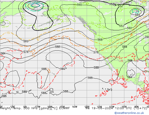 Z500/Rain (+SLP)/Z850 ECMWF mer 19.06.2024 12 UTC