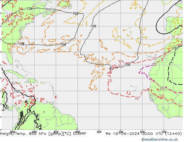 Z500/Rain (+SLP)/Z850 ECMWF We 19.06.2024 00 UTC