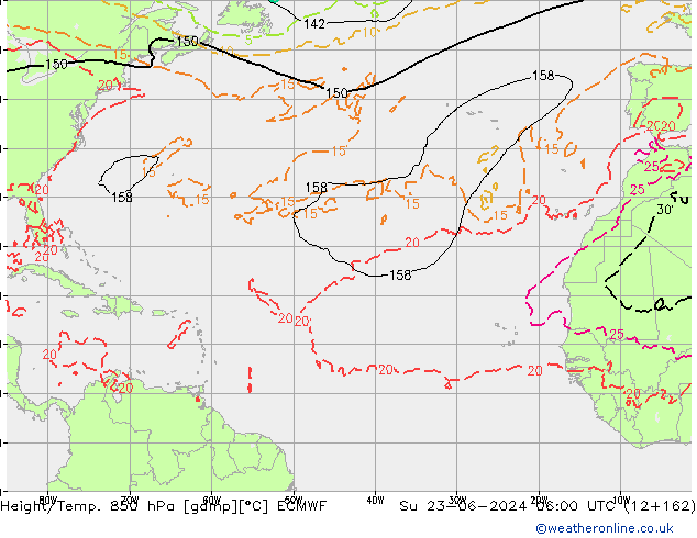 Z500/Rain (+SLP)/Z850 ECMWF Su 23.06.2024 06 UTC