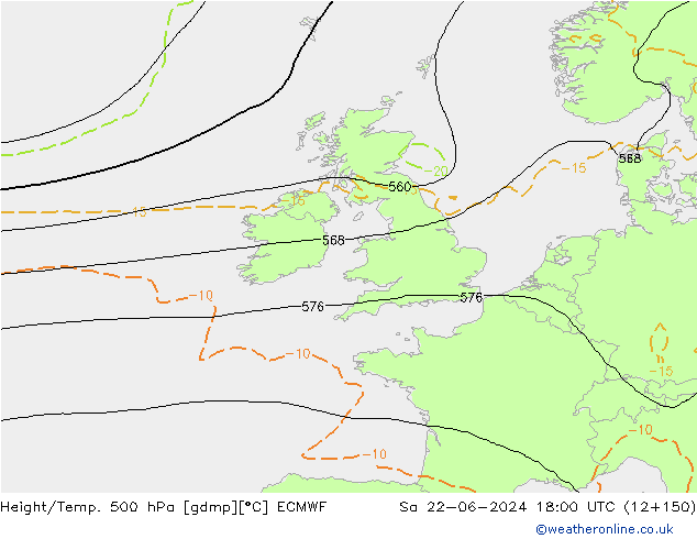 Z500/Rain (+SLP)/Z850 ECMWF сб 22.06.2024 18 UTC