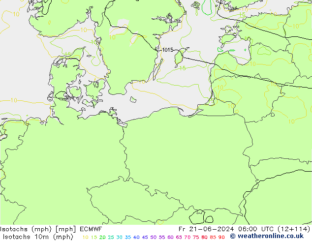 Isotachs (mph) ECMWF Fr 21.06.2024 06 UTC
