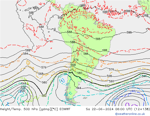 Z500/Rain (+SLP)/Z850 ECMWF sab 22.06.2024 06 UTC
