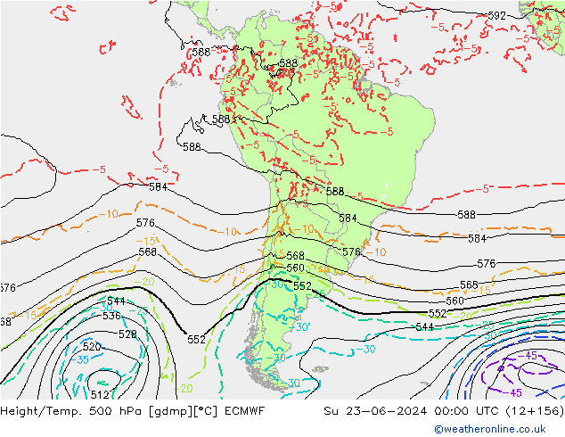 Z500/Rain (+SLP)/Z850 ECMWF dim 23.06.2024 00 UTC