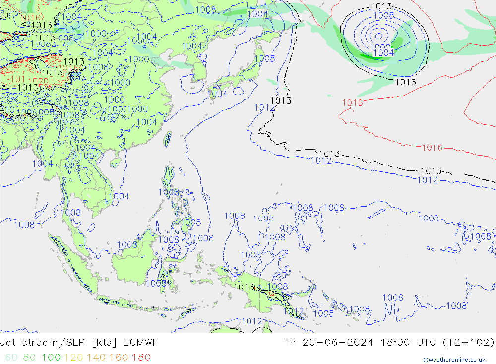 Straalstroom/SLP ECMWF do 20.06.2024 18 UTC