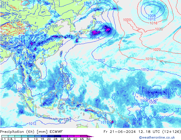 Z500/Yağmur (+YB)/Z850 ECMWF Cu 21.06.2024 18 UTC