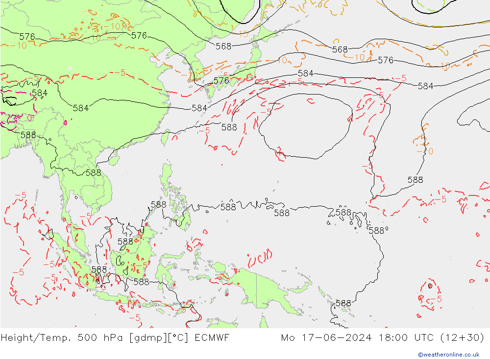 Géop./Temp. 500 hPa ECMWF lun 17.06.2024 18 UTC