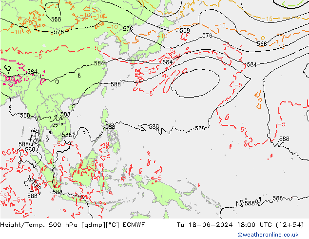 Hoogte/Temp. 500 hPa ECMWF di 18.06.2024 18 UTC