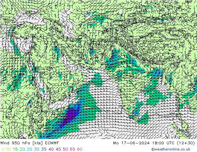Wind 950 hPa ECMWF Mo 17.06.2024 18 UTC