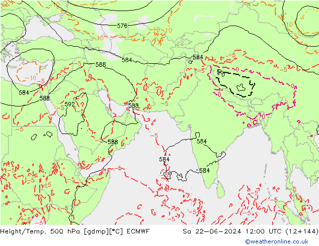 Z500/Rain (+SLP)/Z850 ECMWF sam 22.06.2024 12 UTC