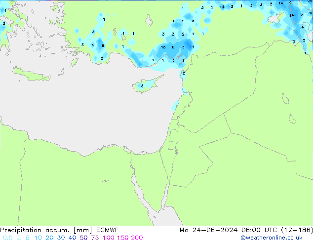 Totale neerslag ECMWF ma 24.06.2024 06 UTC
