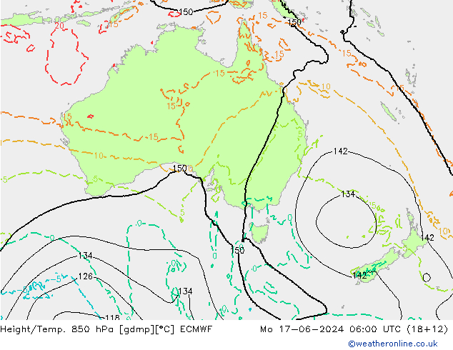 Yükseklik/Sıc. 850 hPa ECMWF Pzt 17.06.2024 06 UTC