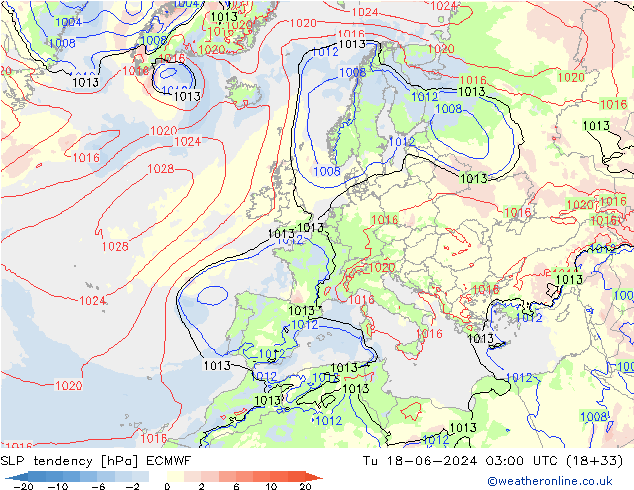 тенденция давления ECMWF вт 18.06.2024 03 UTC