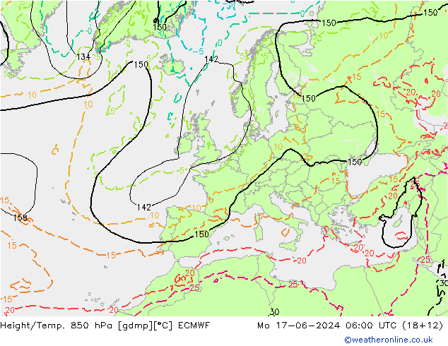 Z500/Rain (+SLP)/Z850 ECMWF 星期一 17.06.2024 06 UTC