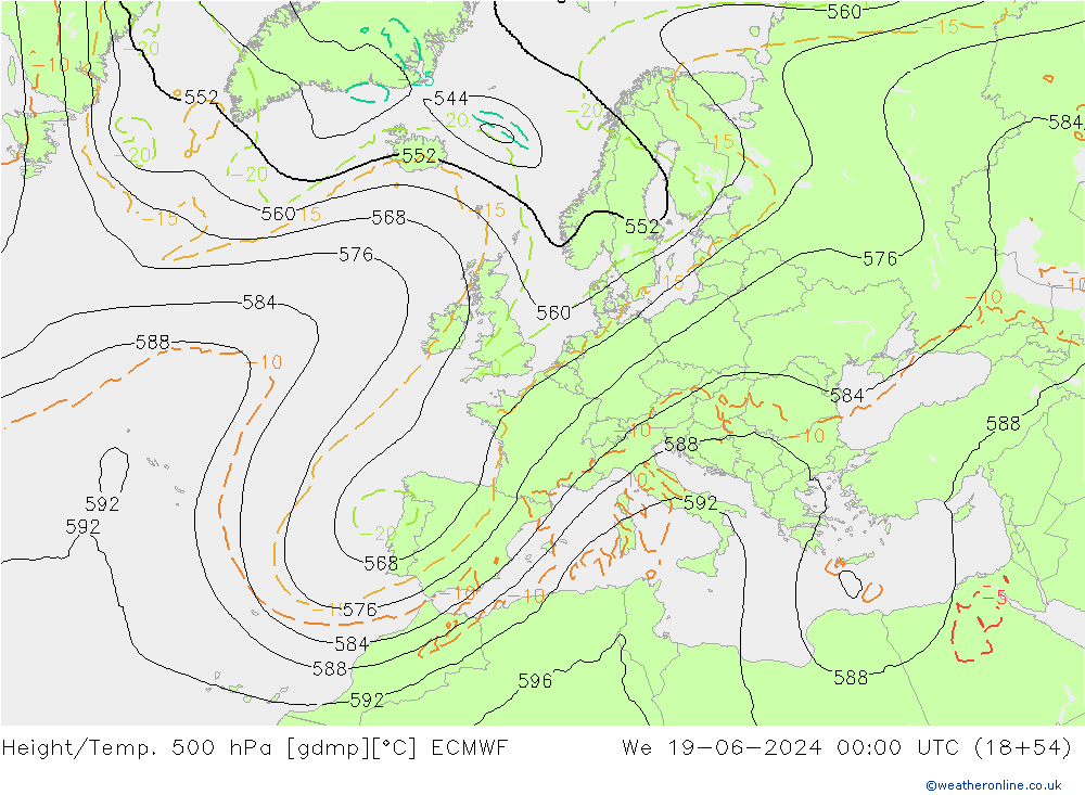 Z500/Rain (+SLP)/Z850 ECMWF śro. 19.06.2024 00 UTC