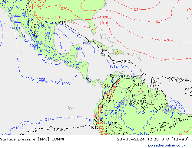 ciśnienie ECMWF czw. 20.06.2024 12 UTC